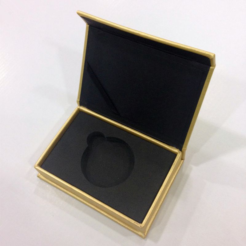 PU簡約金色硬幣紀念幣盒 禮品盒